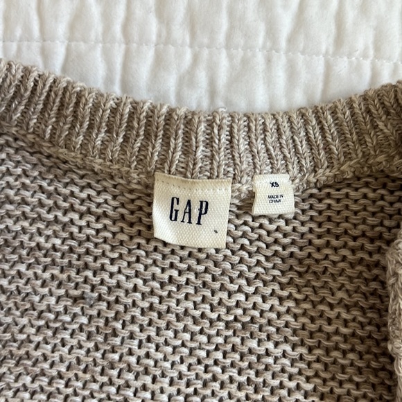 Gap Tan & Cream Woven Open Front Sweater - Picture 2 of 6
